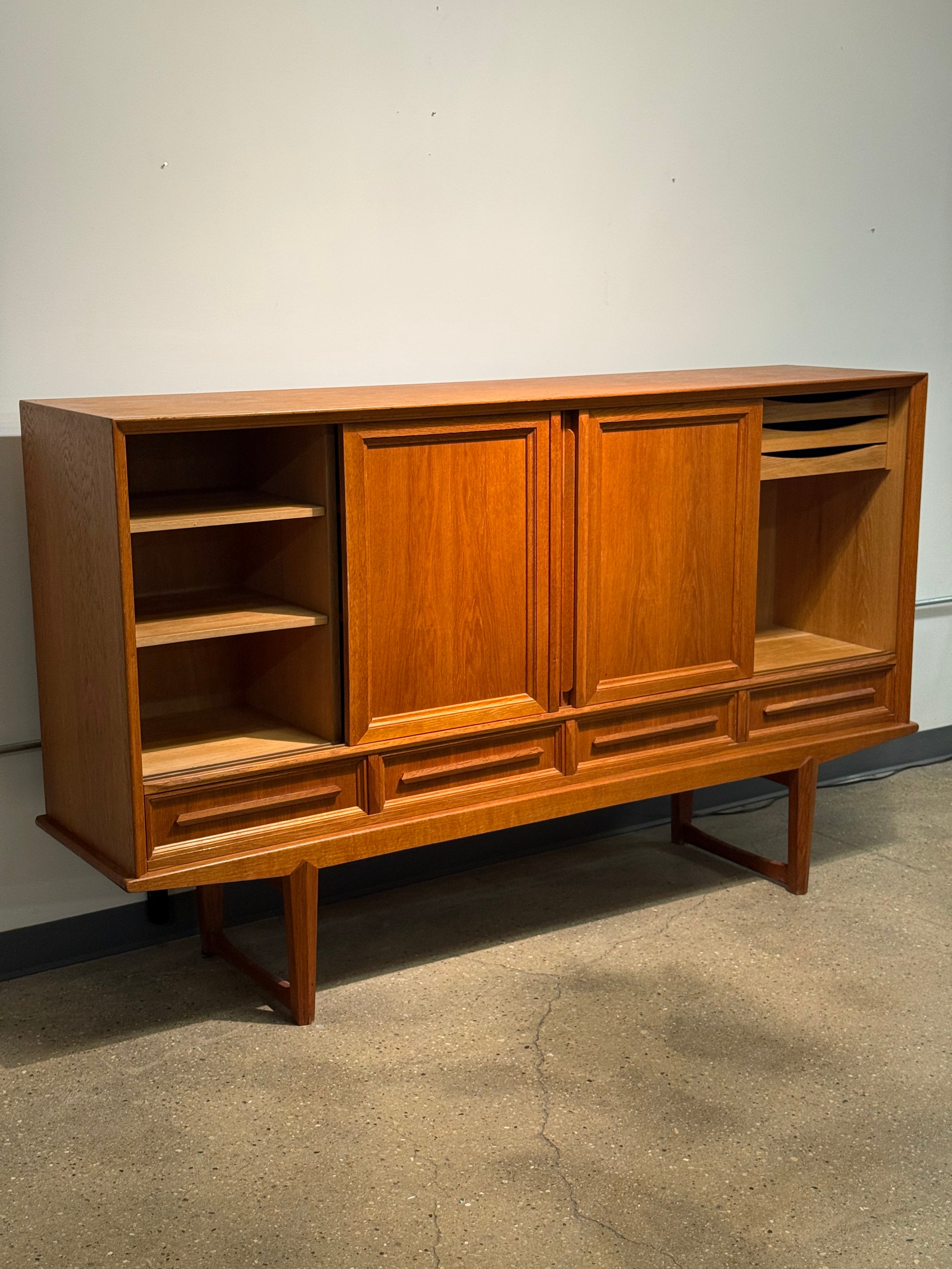 Danish Oak Highboy Credenza