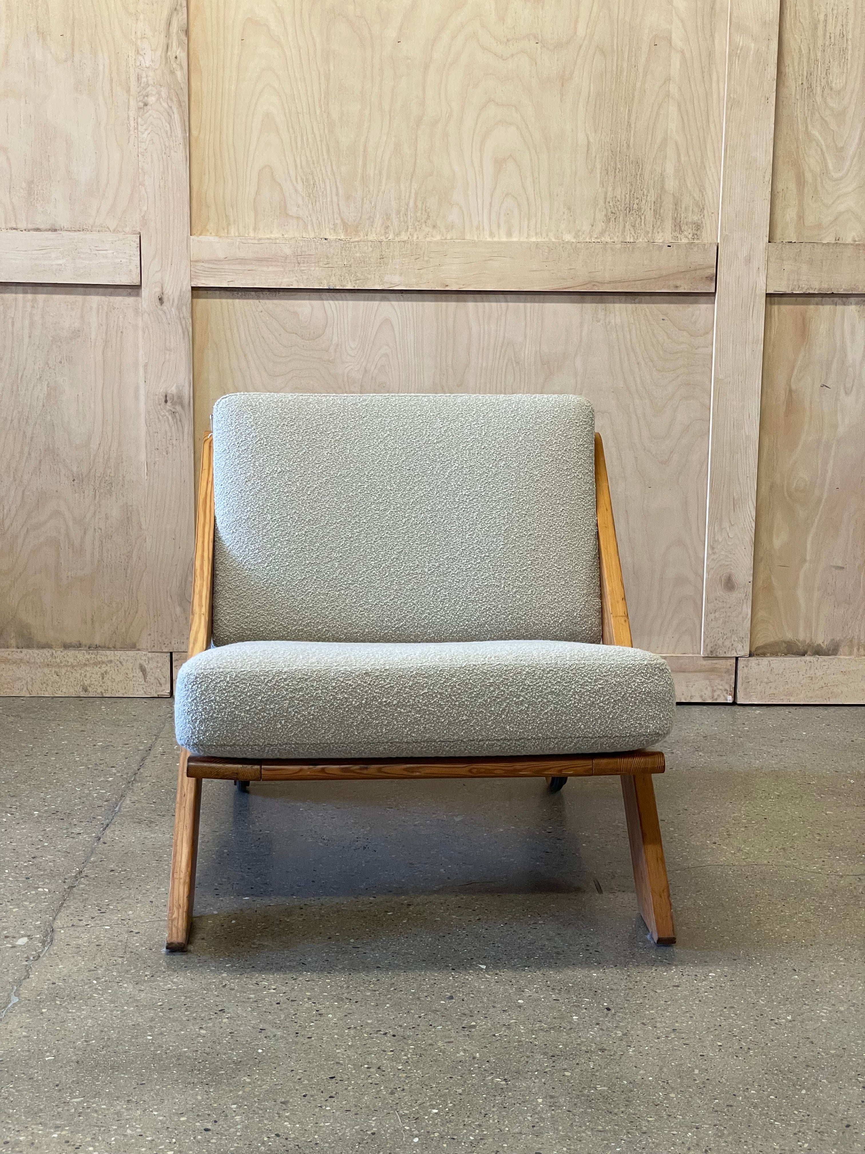 Danish pine chair with wheels