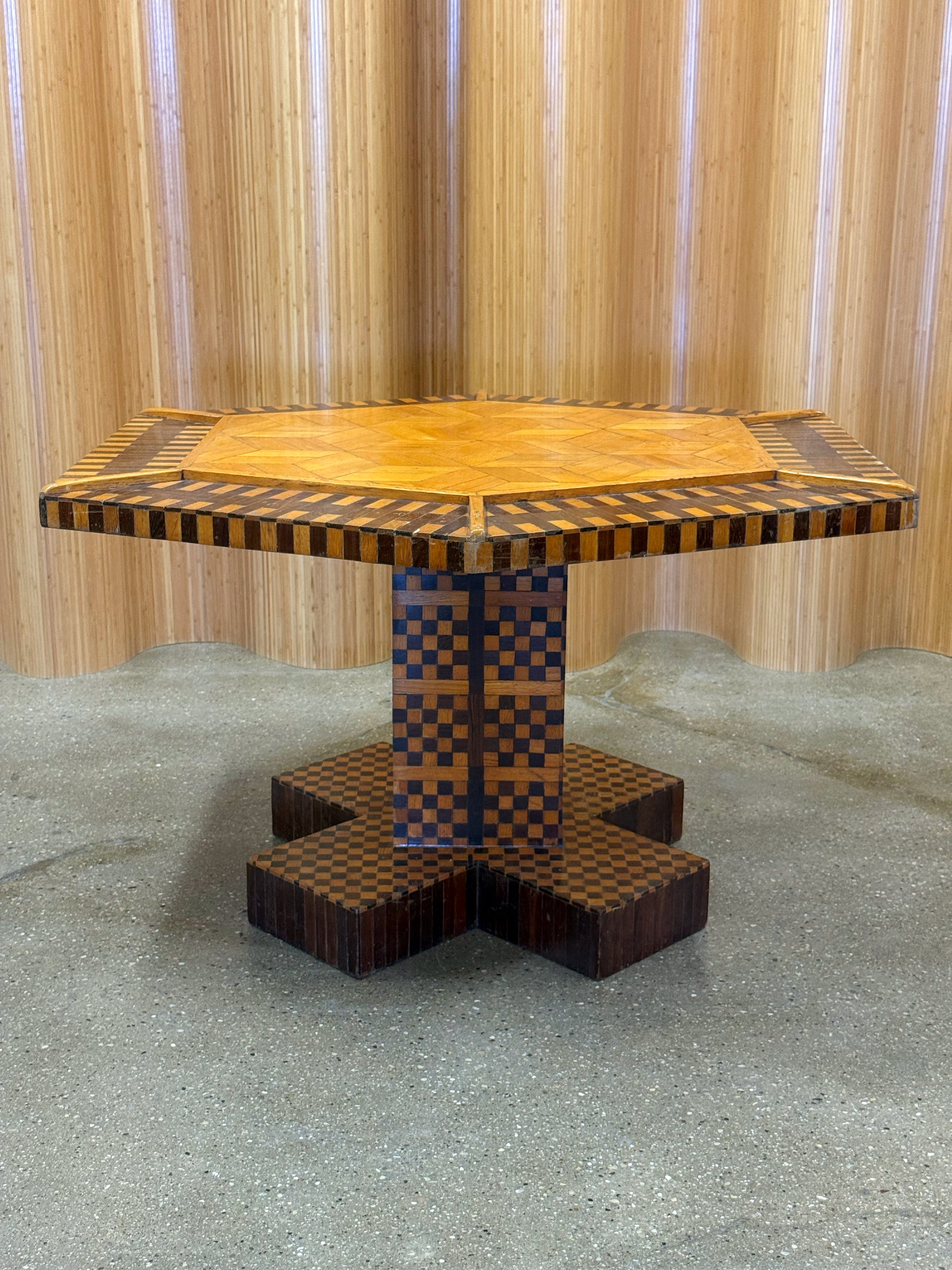 Handcrafted Folk Art Parquetry Table