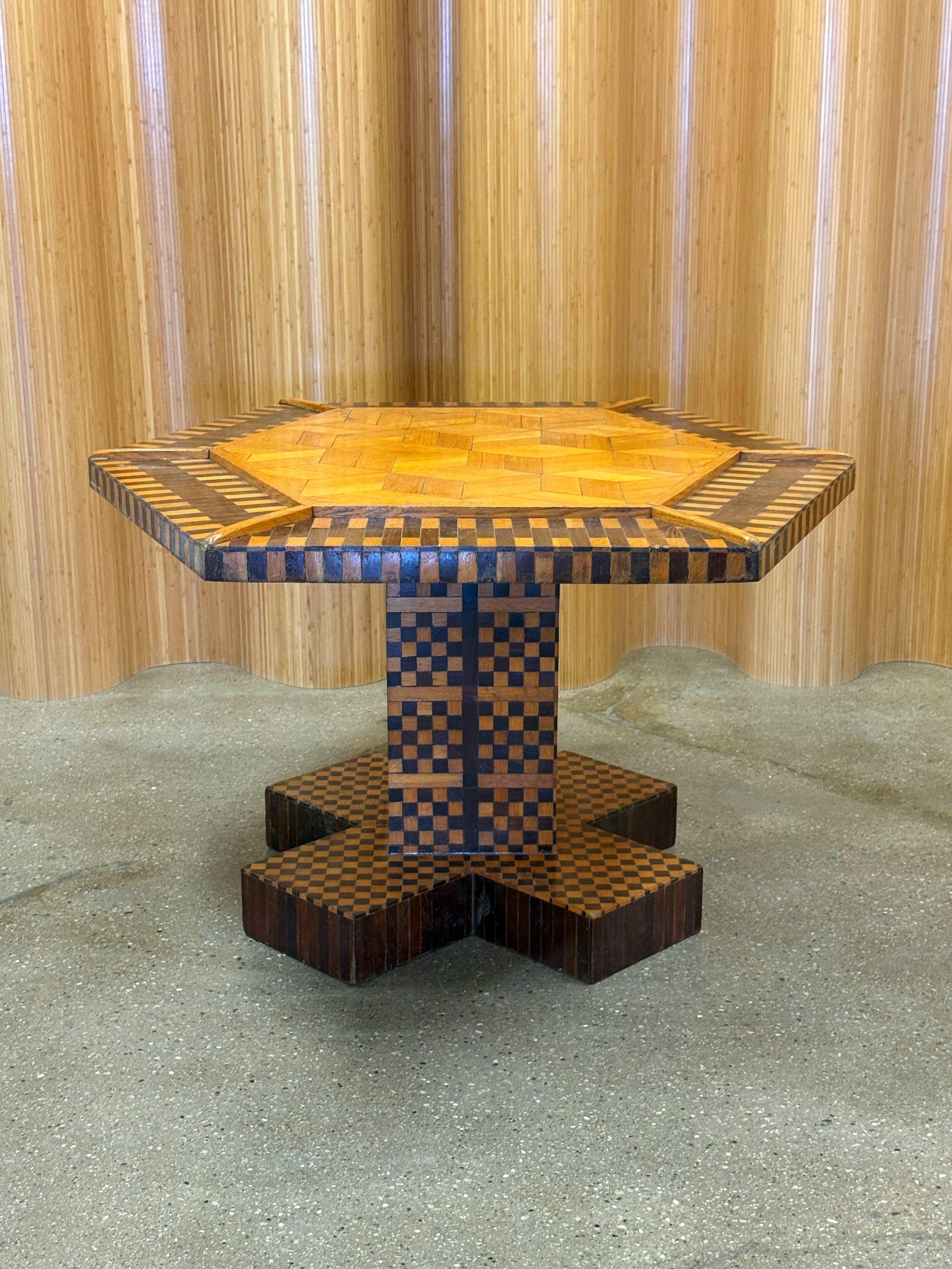 Handcrafted Folk Art Parquetry Table