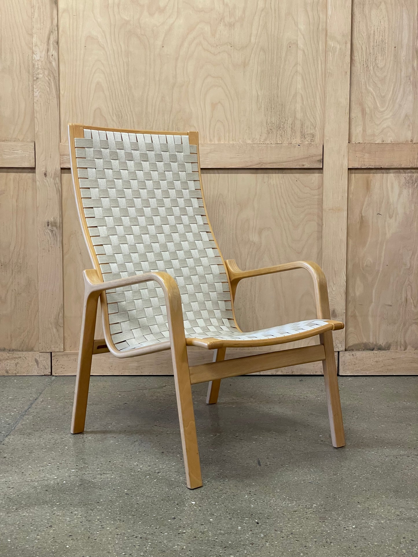 Scanavian Bentwood and woven seat lounge chair