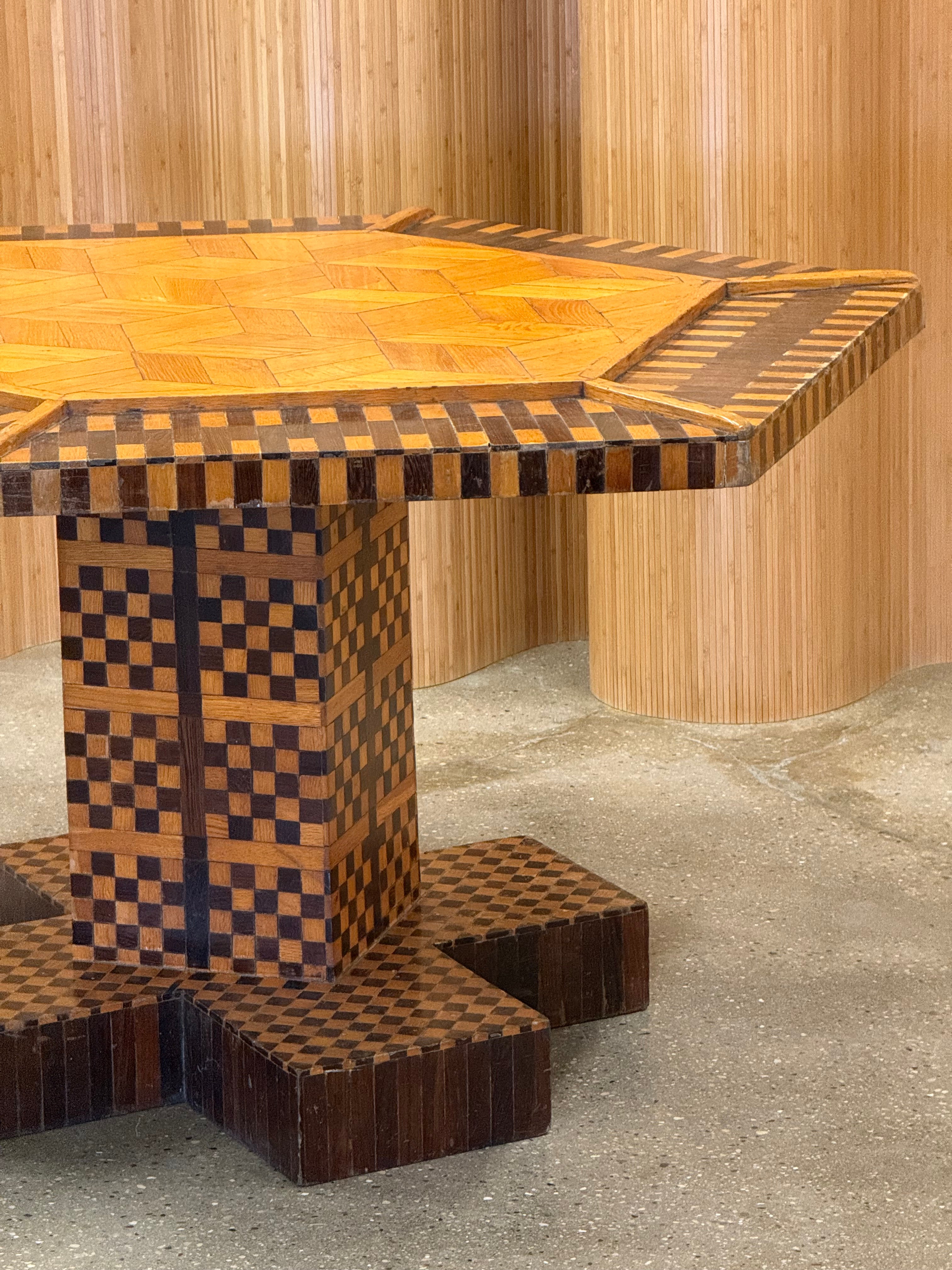 Handcrafted Folk Art Parquetry Table