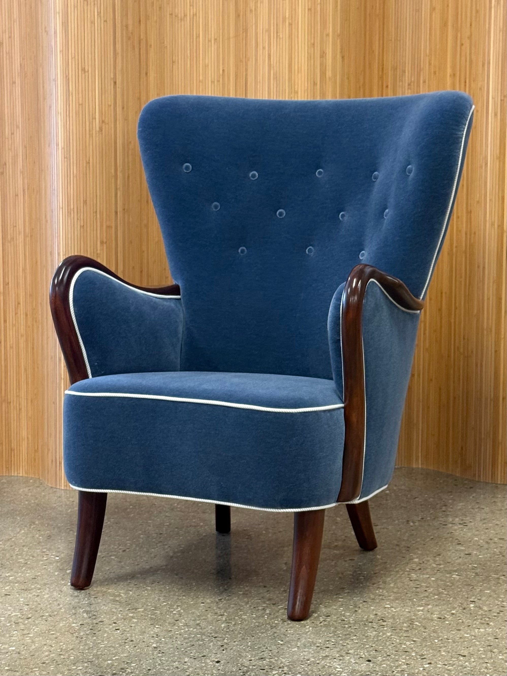 Danish Art Deco Wingback Lounge Chair