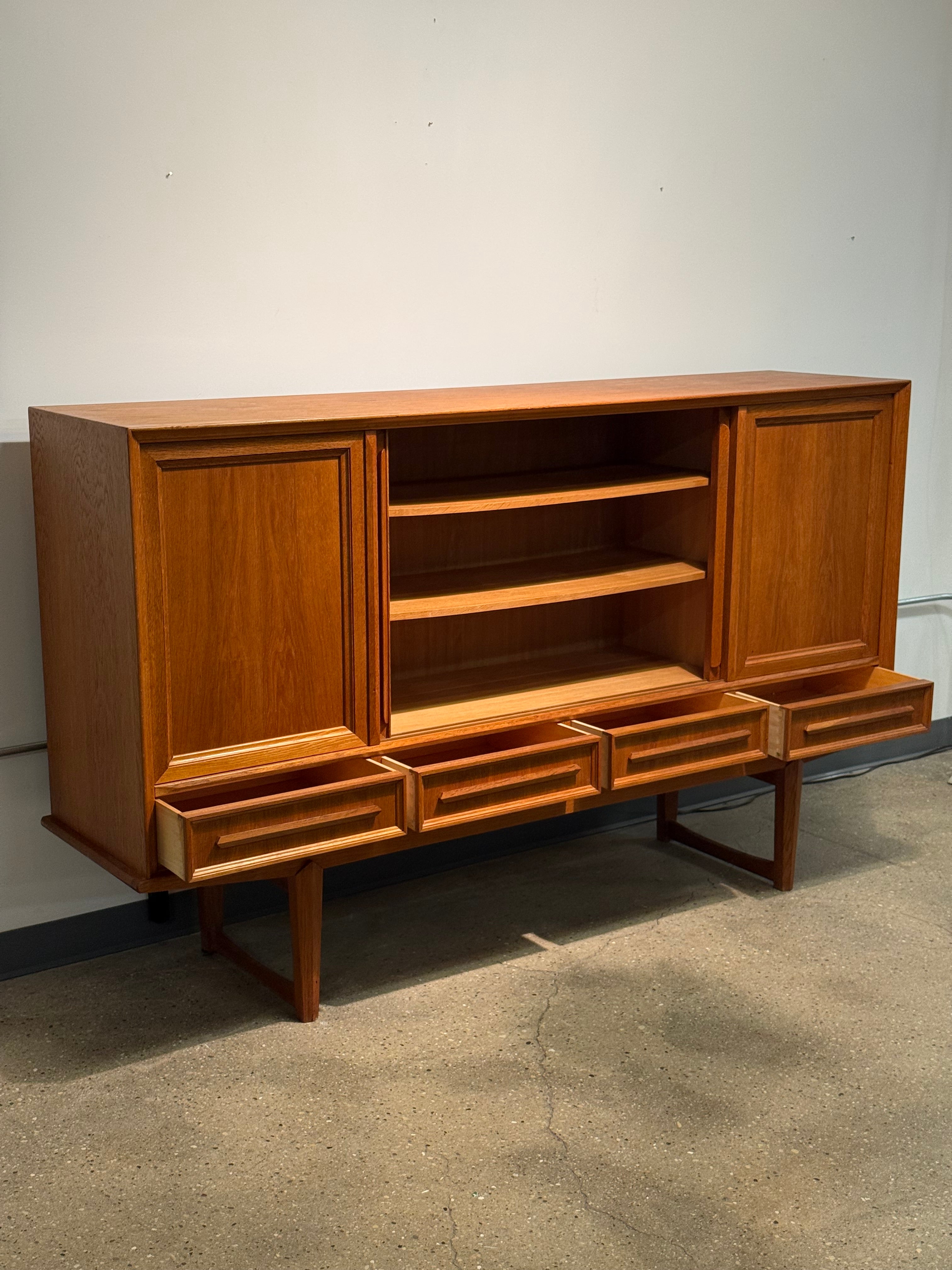 Danish Oak Highboy Credenza