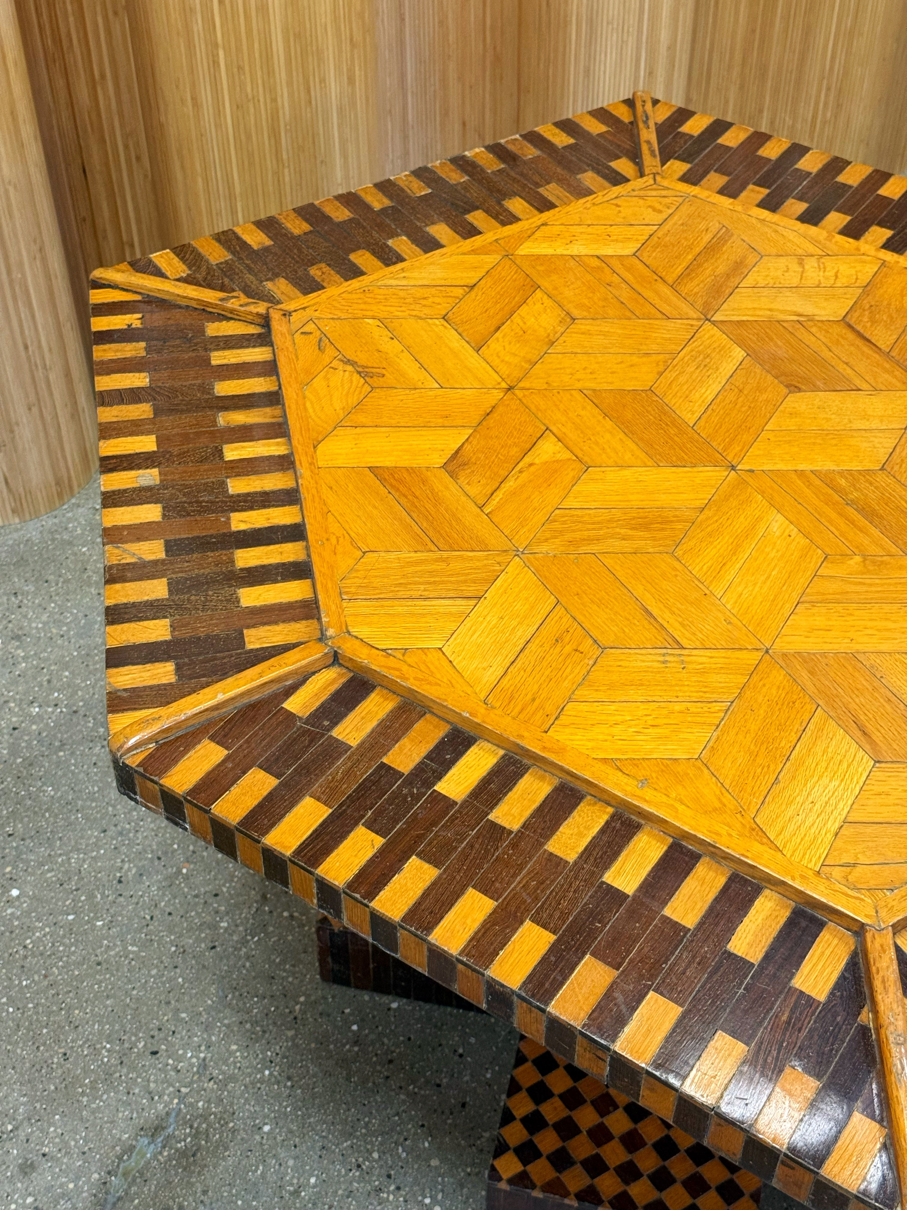 Handcrafted Folk Art Parquetry Table