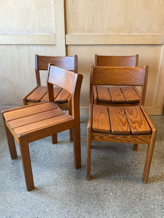 Set of six Scandinavian Pine Dining chairs