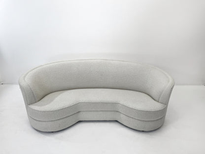 Custom Curved Sofa in White Boucle